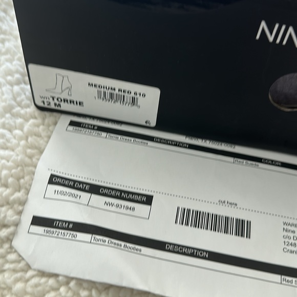 Brand new Nine West Torrie suede bootie. Size 12M color red. 3 inch heel. - Picture 8 of 8